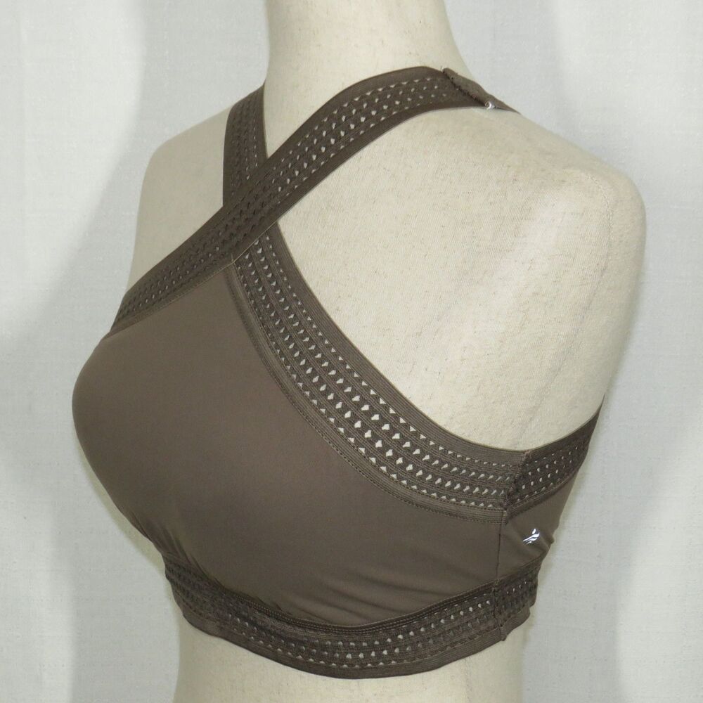 Halara Light Support Crossover Cut Out Padded Sports Bra Hay Brown Size Medium